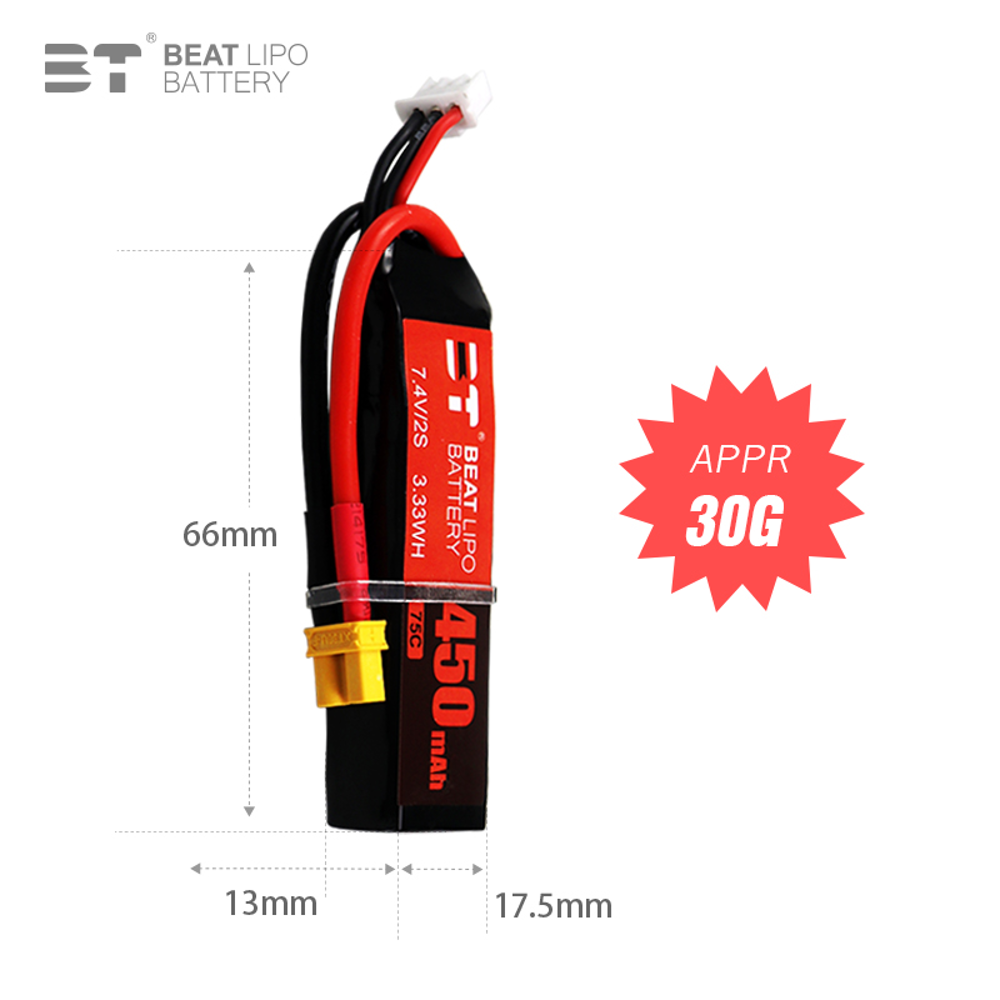 BEAT 2S 7,4 V 450mAh 75C bater - Drone Rc Race reseña y precio